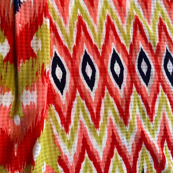 Jones New York Sheer Ikat Print Blouse XL Oversized Boho Tunic Top Artsy Spring - Picture 10 of 10